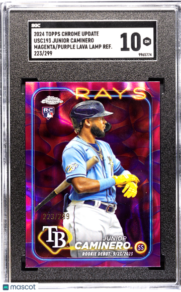 2024 Topps Chrome Update Junior Caminero #USC193 Magenta Purple Lava Lamp Refractor SGC 10