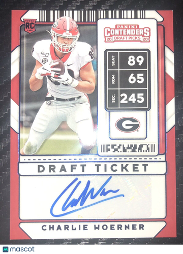 Charlie Woerner 2020 Panini Contenders Autograph Auto RC #281 Georgia Bulldogs