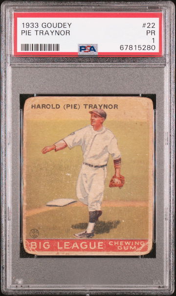 1933 Goudey Harold “Pie” Traynor PSA 1 HOF Rookie