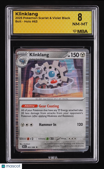 2025 Pokemon Scarlet & Violet Black Bolt Klinklang Holo MBA 8 #63