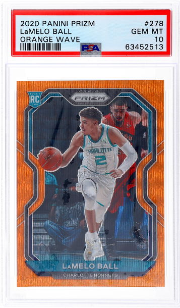 2020 Lamelo Ball Panini Prizm Orange Wave #278 28/60 Psa 10