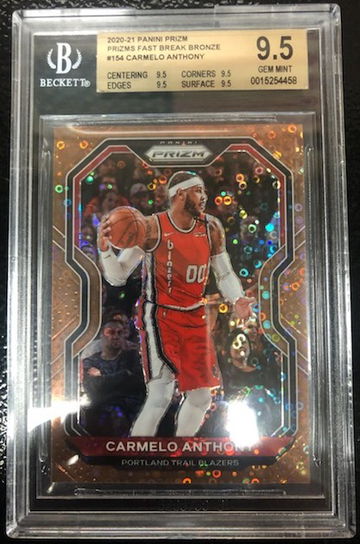 2020-21 Panini Prizm Carmelo Anthony Prizms Fast Break Bronze #154 BGS 9.5
