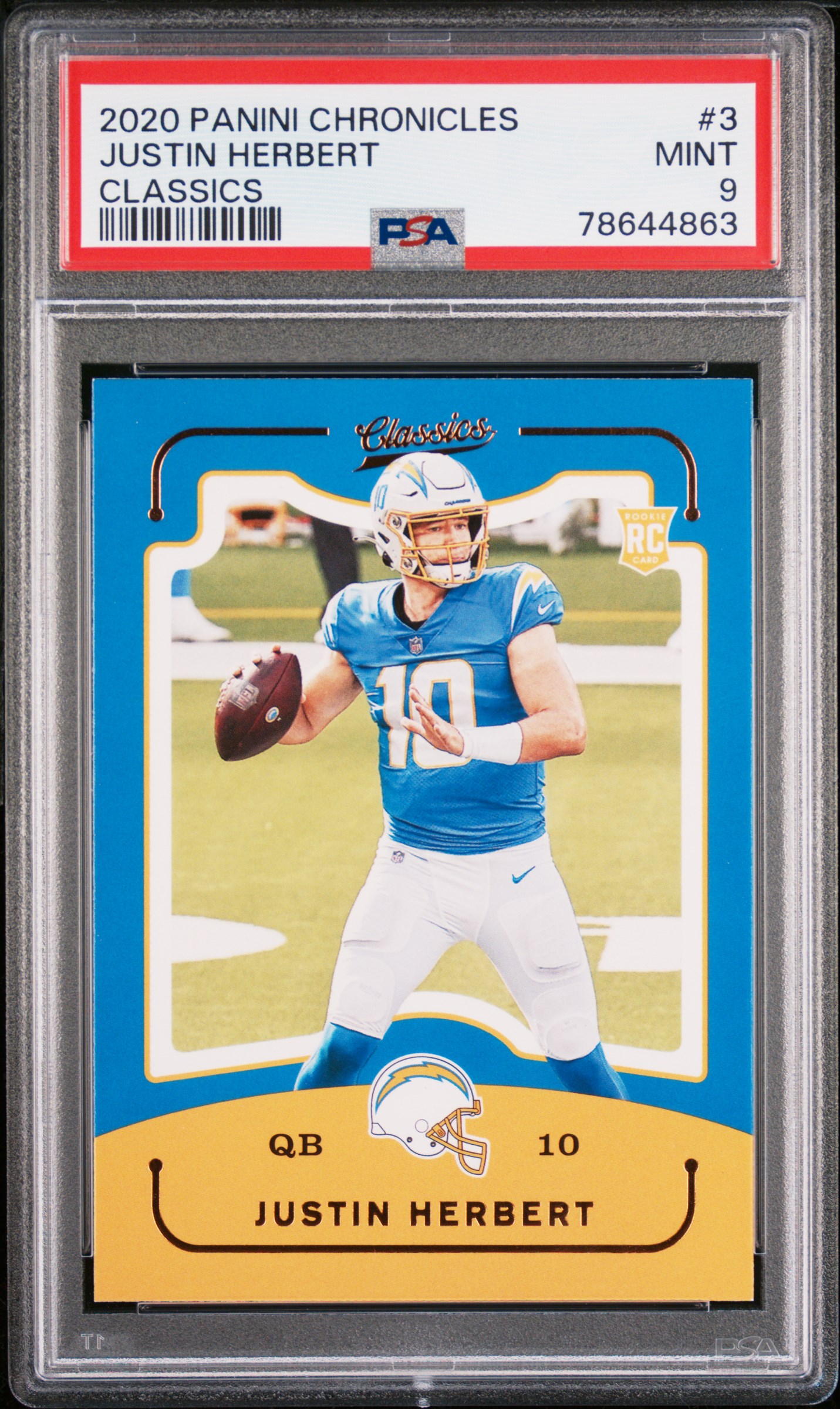 2020 Panini Chronicles Classics Justin Herbert #3 PSA 9