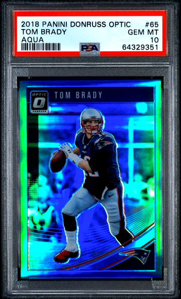 2018 Donruss Optic Tom Brady /299 Aqua Blue Prizm Holo Refractor PSA 10 Gem Mint