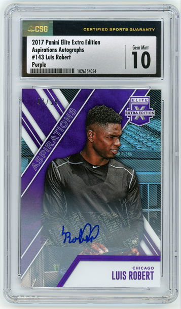 LUIS ROBERT 2017 Panini Elite Extra Edition Aspiration Purple Auto Rc #47/50 CSG 10 Gem Mint