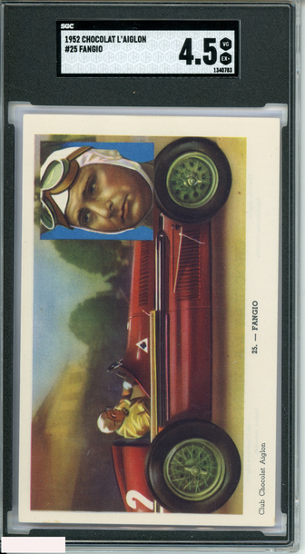 1952 CHOCOLAT L AIGLON FANGIO #25 CLUB CHOCOLAT AIGLON SGC 4.5 VG EX+