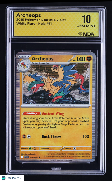 2025 Pokemon Scarlet & Violet White Flare Archeops Holo MBA 10 #51