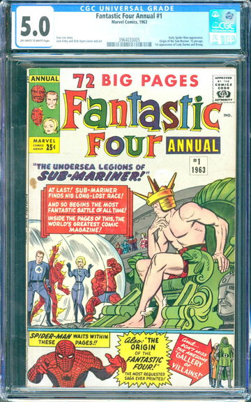 Fantastic Four Annual #1 (1963) CGC 5.0 -- O/w to white; 1st Lady Dorma & Krang