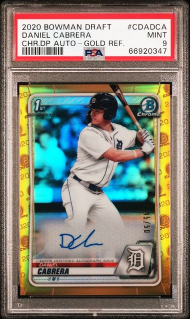 PSA 9 2020 Bowman Draft Chrome DANIEL CABRERA Gold Refractor Auto #'d 45/50