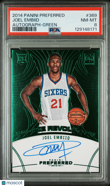 2014 Panini Preferred Joel Embiid #369 Autograph Green PSA 8