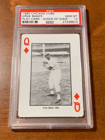 1985 Chicago Cubs - Ernie Banks - Play. Card - Queen of Diamonds (PSA 10!!)