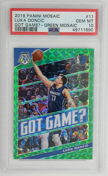 LUKA DONCIC 2019 Panini Mosaic Got Game ? Green Mosaic #11 Mavs - PSA 10 GEM MINT