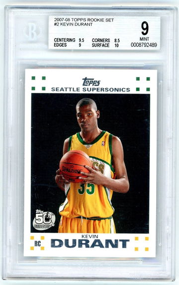 Kevin Durant 2007-08 Topps Rookie Card BGS 9 Mint