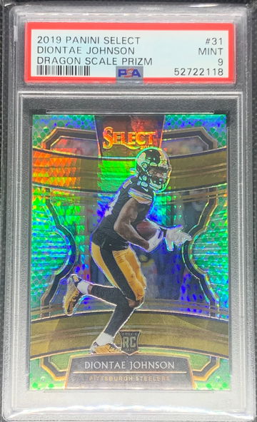 2019 Panini Select Concourse Diontae Johnson Rookie Dragon Scale Prizm PSA 9 MINT