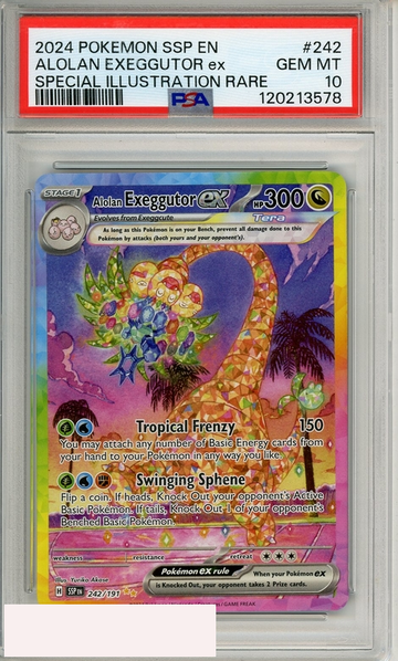2024 POKEMON SSP EN-SURG SPARKS ALOLAN EXEGGUTOR EX #242 SIR PSA 10