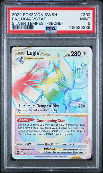 2022 Pokemon Sword and Shield Silver Tempest Secret Rare Lugia Vstar #202 /195 PSA 9