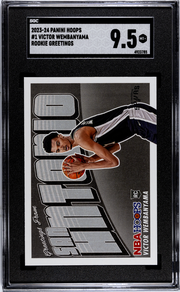 Victor Wembanyama 2023-24 Panini Hoops Rookie Greetings RC SGC9.5 MINT+ Spurs