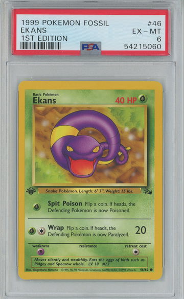 1999 Pokemon 1st Edition EKANS Fossil 46 /62 PSA 6