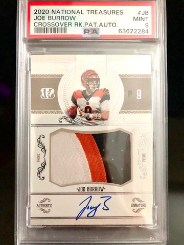 2020 Joe Burrow National Treasures Crossover RC Auto PSA 9 