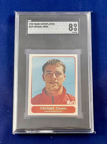 MICHAEL OWEN -- ROOKIE STICKER - 1998 Panini Superplayers - SGC 8 - Liverpool RC