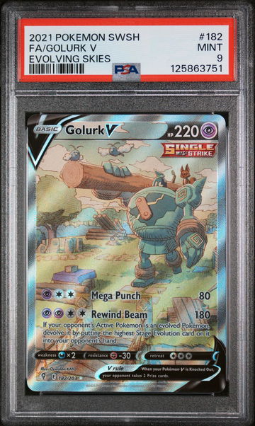 2021 Pokemon Sword and Shield Evolving Skies Golurk V #182 PSA 9