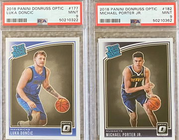 2018 Optic Luka Doncic and Michael Porter Jr PSA 9 Rookie Lot