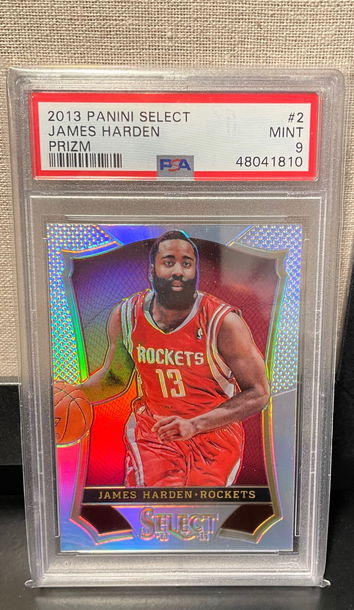 2013-14 Panini Select JAMES HARDEN Prizm Silver #2 PSA 9 Mint Low Pop Rare Nets