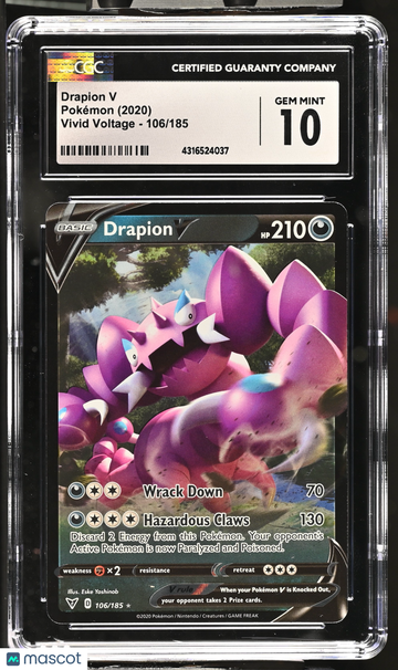 2020 Pokémon Vivid Voltage Drapion V Holo CGC 10 #106/185