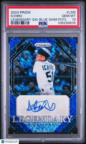 2024 Panini Prizm Legendary Signatures Ichiro #LSIS Blue Shim Fotl PSA 10