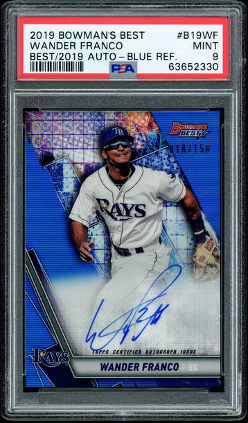 2019 Bowman's Best Wander Franco Blue Refractor Auto PSA 9 Mint