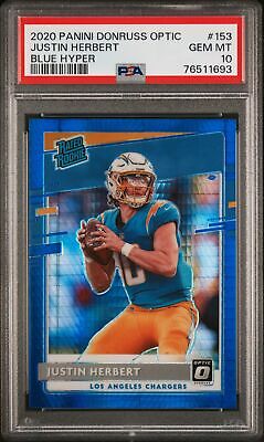 2020 Donruss Optic Blue Hyper Justin Herbert Rated Rookie #153 PSA 10