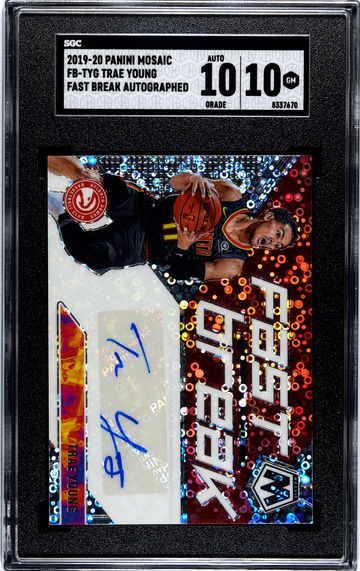 2019-20 Panini Mosaic Fast Break Trae Young #FB-TYG Auto SGC 10