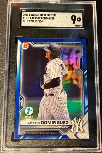 2021 Bowman 1st Edition Jasson Dominguez BFE-13 Blue Foil /150