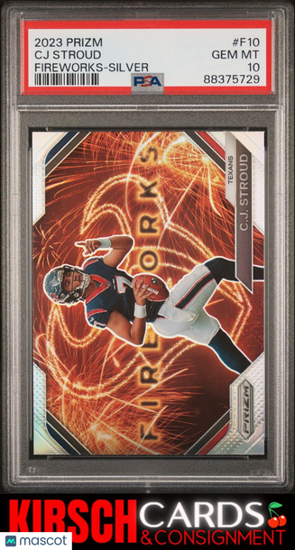 Cj Stroud 2023 Panini Prizm Fireworks #F10 Fireworks Silver RC PSA 10