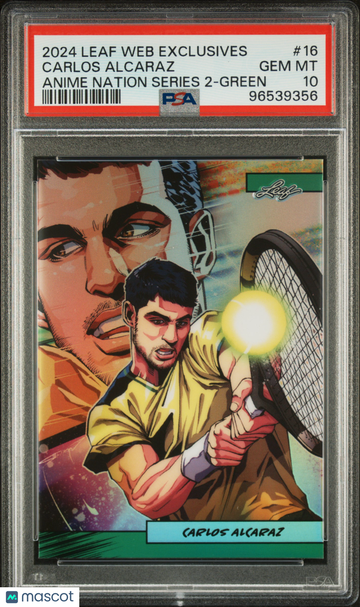 2024 Leaf Web Exclusives Carlos Alcaraz #16 Anime Nation Series 2 Green PSA 10
