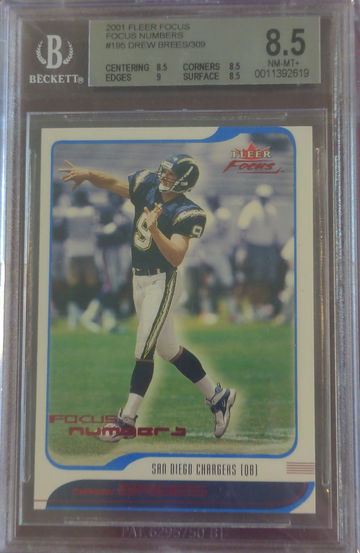 2001 Fleer Focus 233/309 Focus Numbers Drew Brees #195