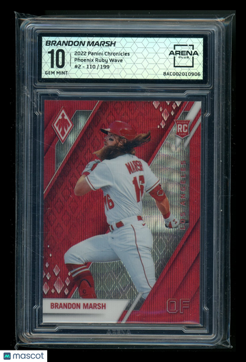 2022 Panini Chronicles Phoenix Brandon Marsh #2 Ruby Wave /199 RC Arena Club 10