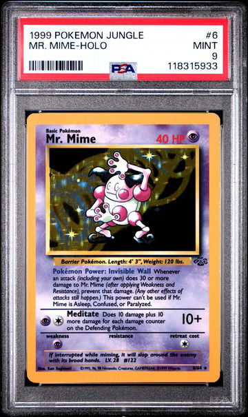 1999 Pokemon Jungle Holo Mr. Mime #6 PSA 9