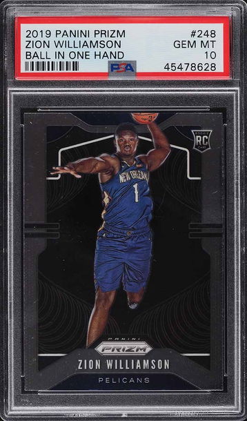 2019 PANINI PRIZM BALL IN ONE HAND ZION WILLIAMSON ROOKIE RC #248 PSA 10