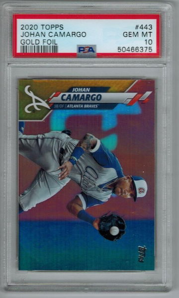 2020 Topps Series 2 PSA 10 Gold Rainbow Foil #443 Johan Camargo  ATLANTA Braves