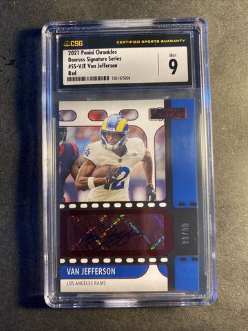 2021 Panini Chronicles Donruss Signature Series #SS-VJE Van Jefferson RED Auto Autograph 9 Mint