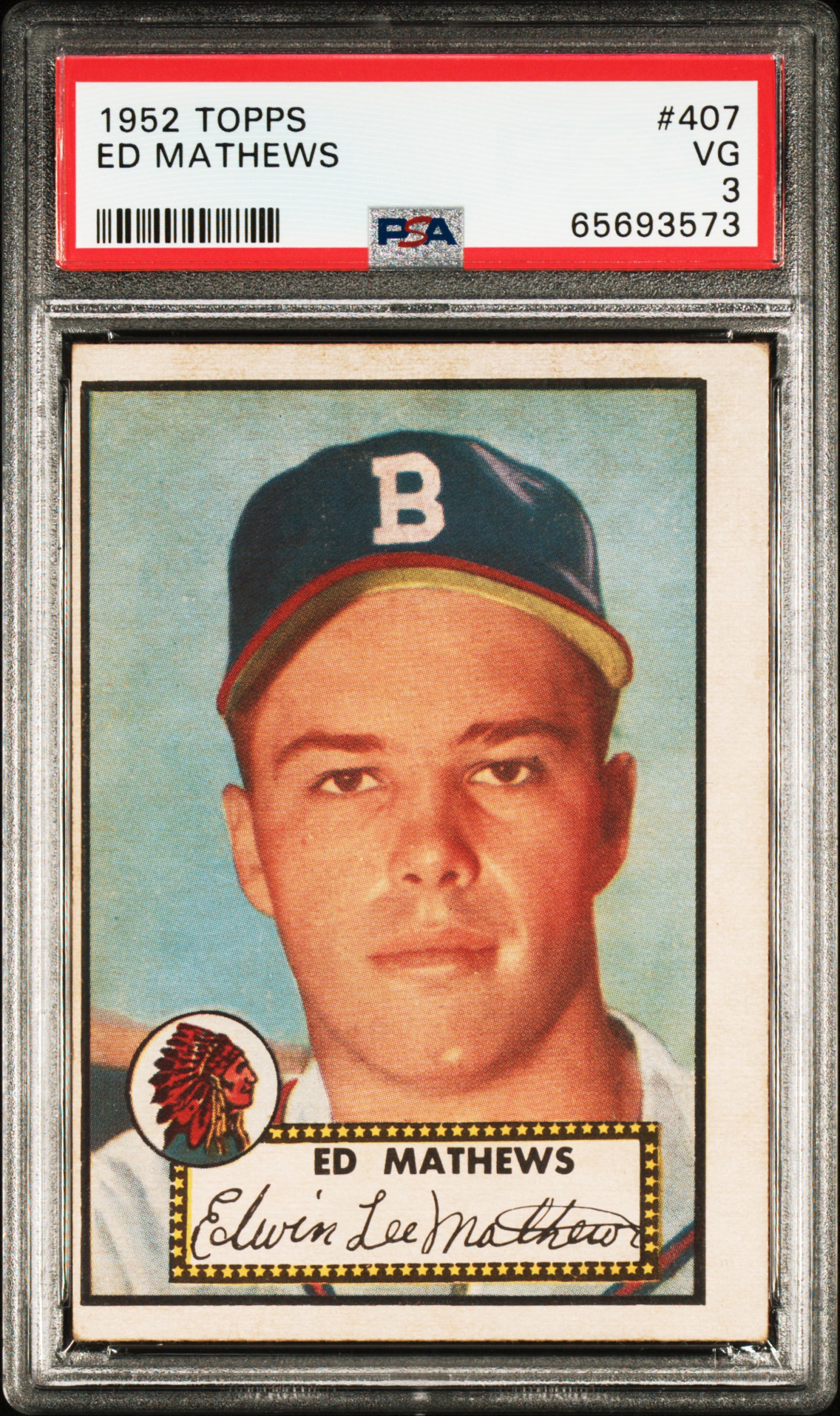 1952 Topps #407 Ed Mathews PSA 3