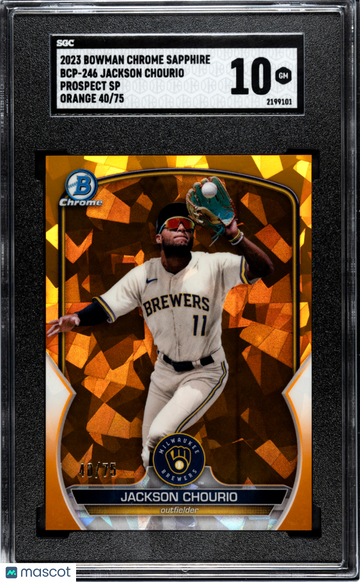 2023 Bowman Chrome Sapphire Jackson Chourio #BCP-246 CHR. Pros. Var. Orange SGC 10