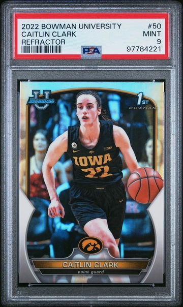 2022 Bowman University Chrome Refractor Caitlin Clark #50 PSA 9