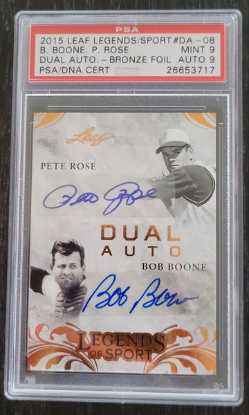 2015 Leaf Dual Auto Bronze Pete Rose/Bob Boone PSA 9~ Low pop!