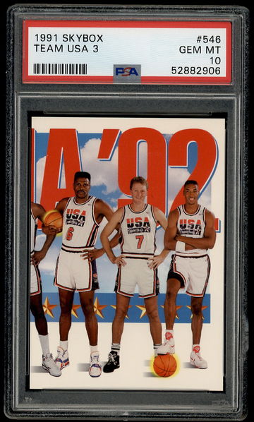 1991-92 Skybox Dream Team USA Basketball 3 #546 PSA 10 Magic Johnson Patrick Ewing Larry Bird Scottie Pippen