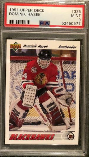 1991 UPPER DECK DOMINIK HASEK ROOKIE CARD #335 PSA 9 MINT *SHIPS FROM CANADA*