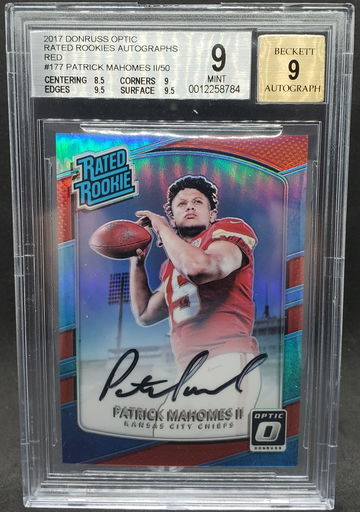 2017 Donruss Optic Rated Rookies Autographs Red Patrick Mahomes /50