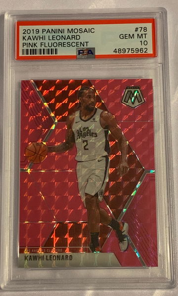 2019 Mosaic Kawhi Leonard Pink Fluorescent #6/10 PSA 10