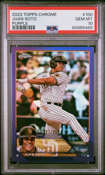 2023 Topps Chrome Purple Refractor Juan Soto #100 /250 PSA 10